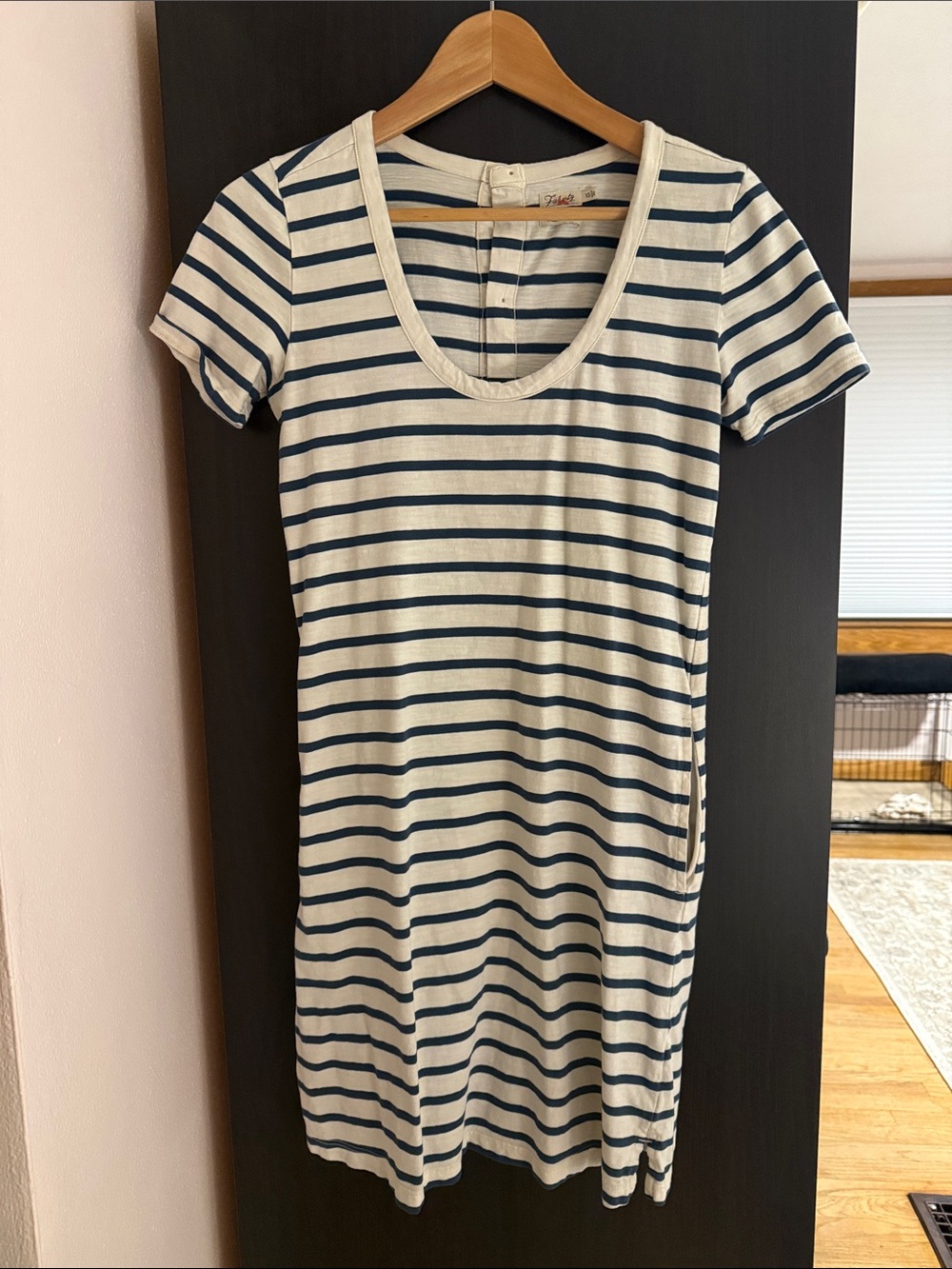 Faherty Cream & Navy Striped Scoop Neck Tunic